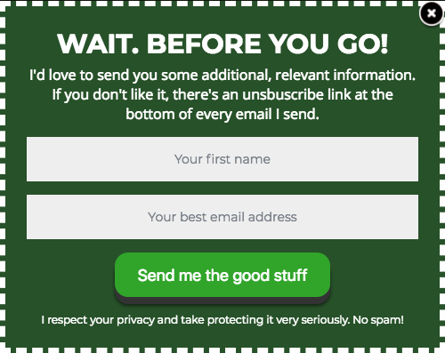Clear call to action on newsletter sign up form