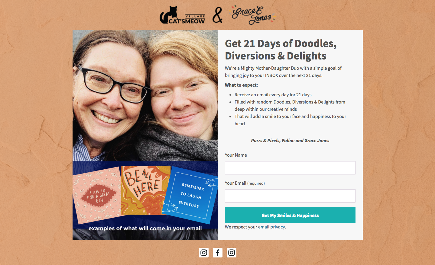 Email sign up form example setting clear expectations